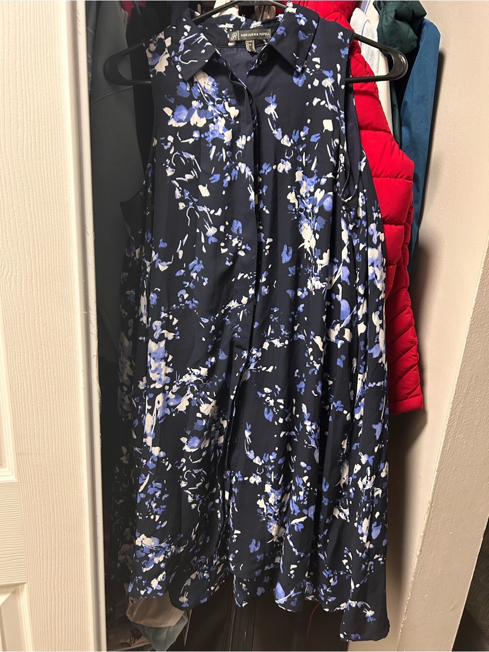 Adrianna Papell Navy Floral A-Line Dress